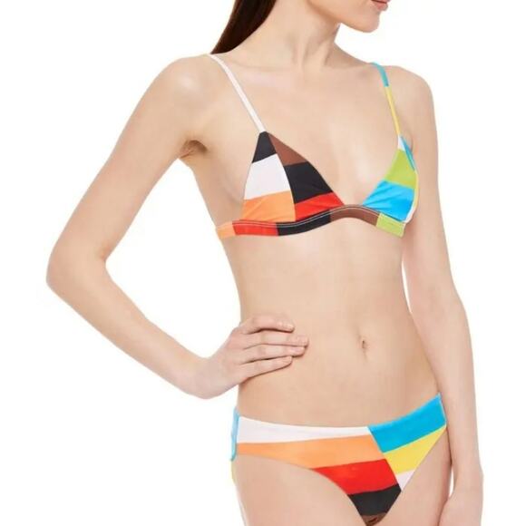 NEW Mara Hoffman Nonpadded Triangle Bikini Swim Top Rainbow Multi - Picture 12 of 12